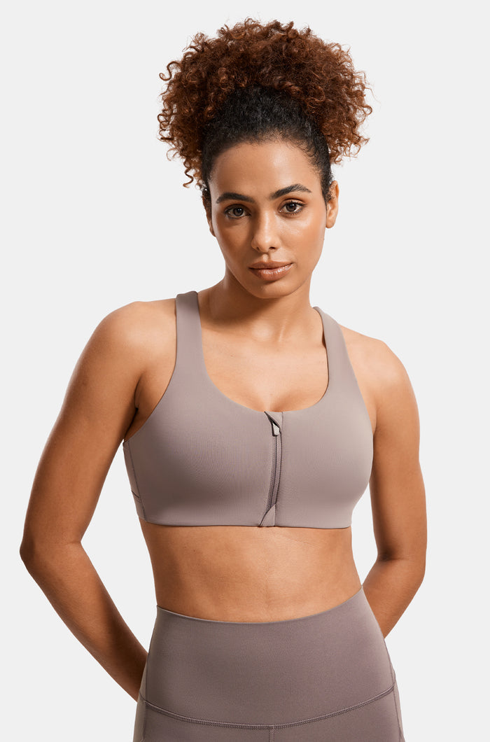 Zip Front Racerback Sports Bra