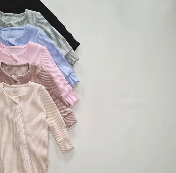 Zip up Ribbed babygrow sleepsuit