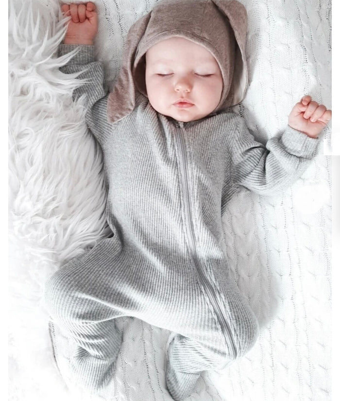 Zip up Ribbed babygrow sleepsuit