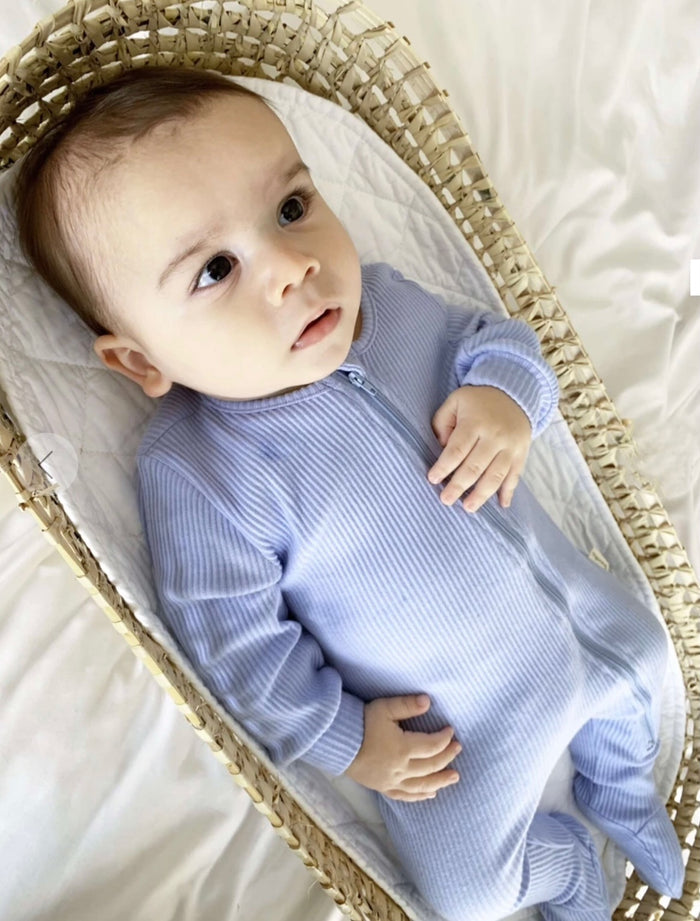 Zip up Ribbed babygrow sleepsuit