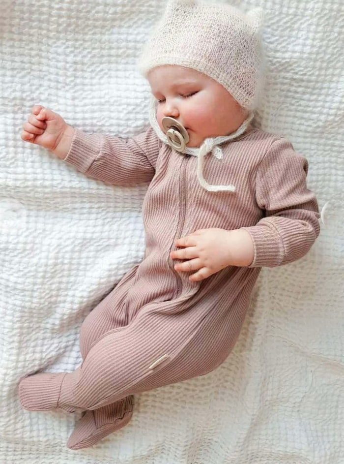 Zip up Ribbed babygrow sleepsuit