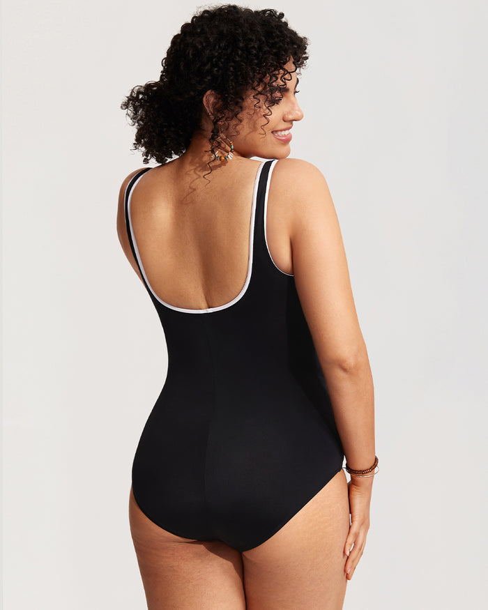 Women's Zipper One Piece Swimsuit Black