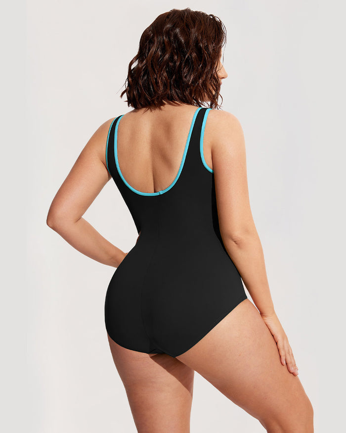 Women's Zipper One Piece Swimsuit Multi Color #3